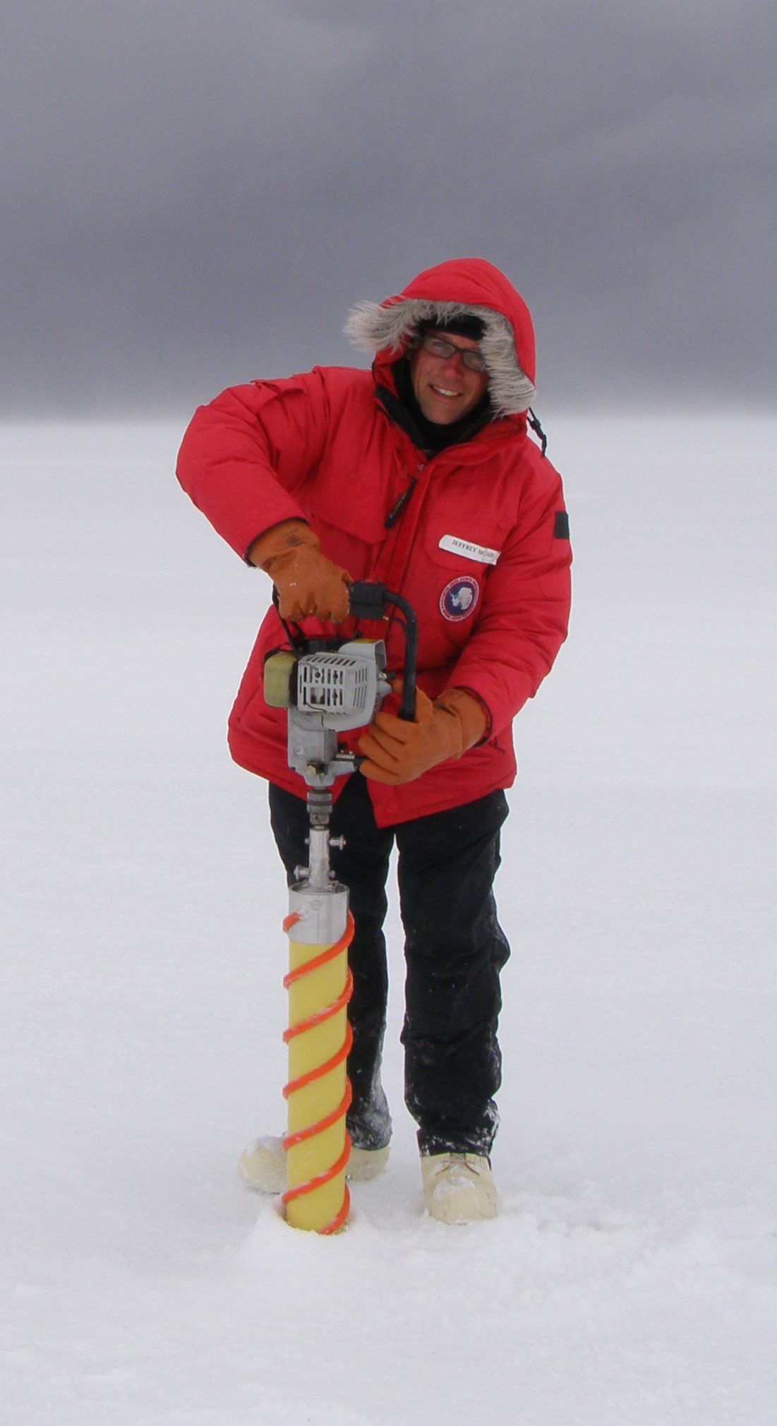 Jeff McQuaid collects a core while the skies darken